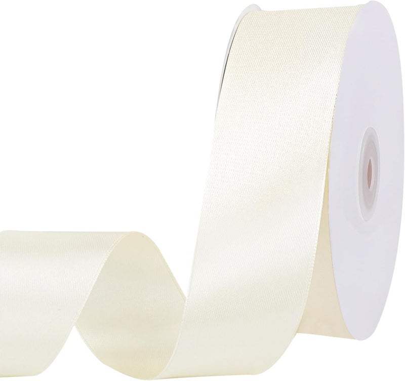 woric Ivory Satin Ribbon 1 1/2 Inch 60 Yards Cream Ribbon for Wedding Gift Wrapping Hair Bows Crafts Home Decor Flower Bouquet Decorations - Image 1